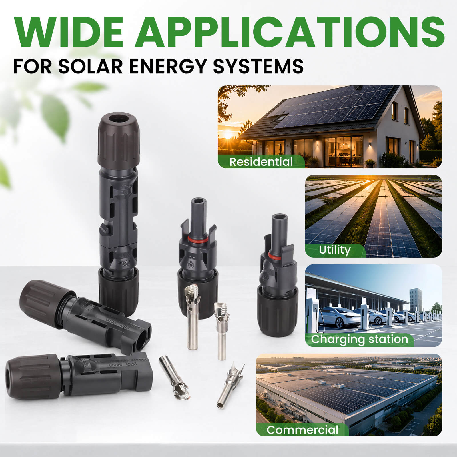 Solar MC4 Connectors, IP68, Tin-Plated Copper Core & Wrenches, 24 Pairs